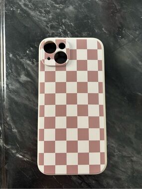 iPhone 15 plus or 14 plus raspberry checkered case